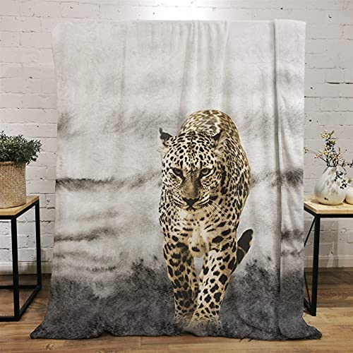 YXWHY Tier Leopard kuscheldecke flauschig für Bett Sofa,3D gedruckte Leopard wohndecke,sofadecke Mikrofaser Kinder,Blanket Camping,Dicke Decke bräunlich grau Leopard flanelldecke 150x200cm von YXWHY