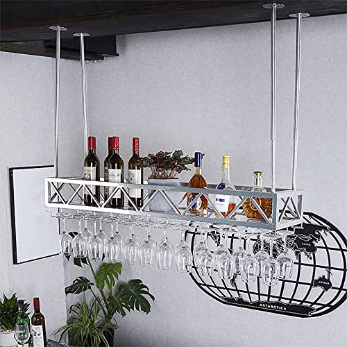 Weinregal zur Wandmontage – hängendes Weinregal mit Glasregal und Regal, verstellbares Weinglasregal aus Metall an der Decke, moderner minimalistischer Stil, Dekoration für Küche, Restaurant und Bar, von YXZWBWL