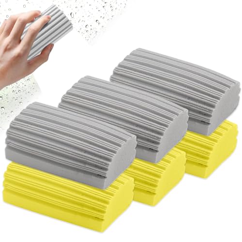 Damp Duster, 6 Stück Feuchtreinigungsschwamm, Wiederverwendbarer Staubschwamm Damp Clean Duster Schwamm für Fenster Geländer Sofas Türspalten(Grau Gelb) von YZDZSW