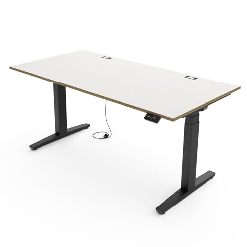 Yaasa Desk Expert Elektrisch höhenverstellbarer Schreibtisch | Massive Stabilität | 9 Speicherpositionen | Ergonomiefunktionen | 10 Jahre Garantie (Multiplex-Weiß + schwarz, 140 x 80 cm) von Yaasa