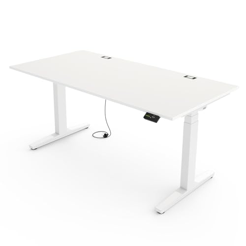 Yaasa Desk Expert Elektrisch höhenverstellbarer Schreibtisch | Massive Stabilität | 9 Speicherpositionen | Ergonomiefunktionen | 10 Jahre Garantie (Weiß + weiß, 160 x 80 cm) von Yaasa