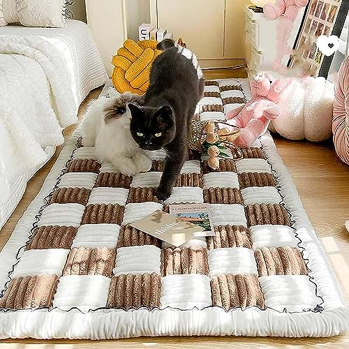 Yaepoip Cream-Coloured Large Plaid Square Pet Mat Bed Couch Cover, Couch Cover, Garden Cotton Protective Couch Cover for Floor pet Garden Couch Cover (Dark Curry,70x210 cm/27.6x82.7 in) von Yaepoip