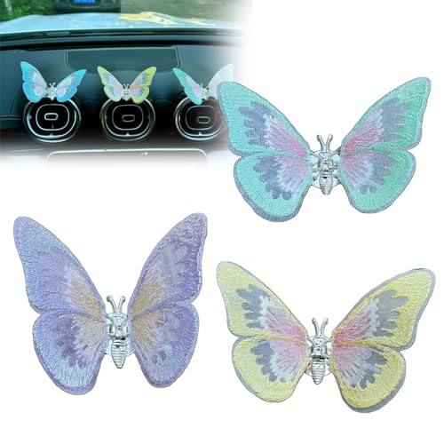 Yaepoip Embroidery Fragrance Butterfly Decoration for Cars, Butterfly Car Vent Clips Decoration, Exquisite Alloy and Spun Thread Craftsmanship Butterfly Decorations for Car (3pcs-#1) von Yaepoip