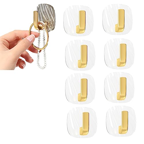Yaepoip Exquisite Punch-Free Light Luxury Small Hook, No-punch Light Luxury Small Hook, Wall Hooks for Hanging, Decorative Wall Hook (Square,8Pcs) von Yaepoip