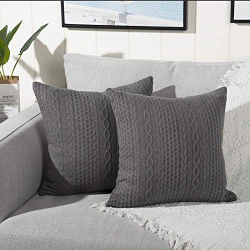 Yaertun 2er Set Superweichen Kissenbezüge Dekokissen Kissenbezug Sofakissen Dekorativ Couchkissen Kissenhülle Bezug Weich für Wohnzimmer Schlafzimmer 18x18 Inch, 45x45 cm grau von Yaertun