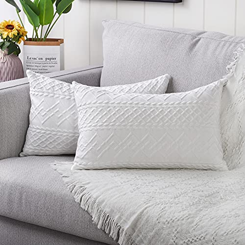 Yaertun 2er Set Superweichen Kissenbezüge Dekokissen Kissenbezug Sofakissen Dekorativ Couchkissen Kissenhülle Bezug Weich für Wohnzimmer Schlafzimmer 12x20 Inch, 30x50 cm Weiß von Yaertun