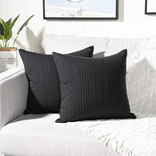 Yaertun 2er Set Superweichen Kissenbezüge Dekokissen Kissenbezug Sofakissen Dekorativ Couchkissen Kissenhülle Bezug Weich für Wohnzimmer Schlafzimmer 22x22 Inch, 55x55 cm Schwarz von Yaertun