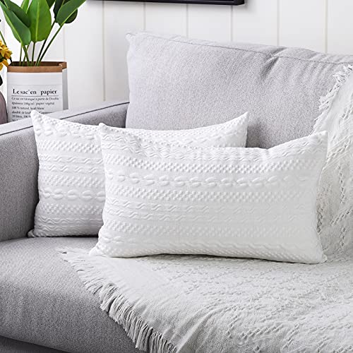 Yaertun 2er Set Superweichen Kissenbezüge Dekokissen Kissenbezug Sofakissen Dekorativ Couchkissen Kissenhülle Bezug Weich für Wohnzimmer Schlafzimmer 12x20 Inch, 30x50 cm Weiß von Yaertun