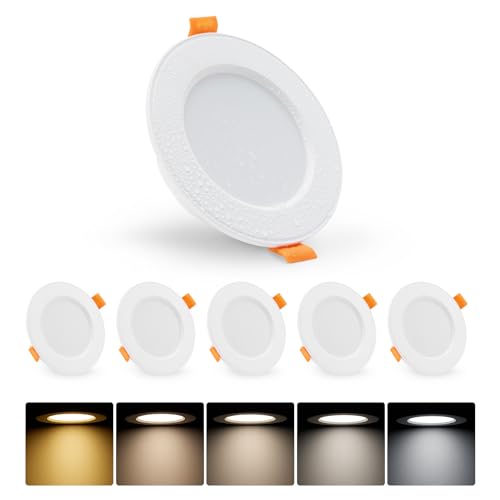 Yafido 5× 7W LED Einbaustrahler Dimmbar 230V, 5 Farbtemperatur Wählbar LED Deckenspots 78-102mm, IP54 LED Spot 230V für Küche Wohnzimmer Badezimmer von Yafido