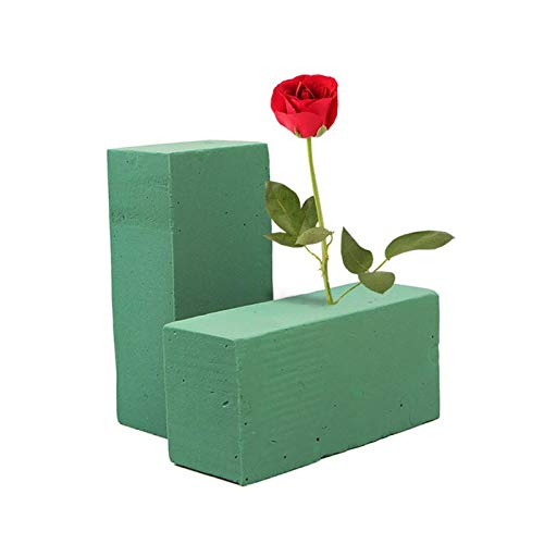 Grüner Blumenmoos - Plug-in Blumenschaum Blumenschwamm für Blumenarrangements, rechteckiger Schaumstoff für künstliche Blumen, Schaumstoff für Blumenkunst für Hochzeit und Party, 23 x 11 x 7 cm von Yajexun
