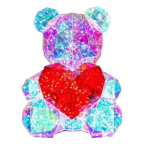 Yajexun Roter Liebesherz-Teddybär | Leuchtender LED-Bär Valentinstagsgeschenk, Romantisches Und Kreatives Bärenornament, Freundin, Freund, Freundin, Ehefrau, Weihnachten von Yajexun