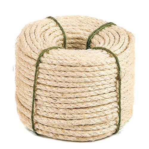 Yangbaga natürliches Sisal Seil, Sisalseil für Kratzbaum, Mehrzweckseil Sisal, DIY und austauschbar, EIN Teil für Kratzbaum,30m, 8mm (mit einem Ball) von Yangbaga