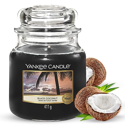 Yankee Candle Duftkerze im Glas (mittelgroß) | Black Coconut | Brenndauer bis zu 75 Stunden von Yankee Candle