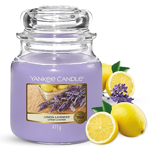 Yankee Candle Duftkerze im Glas (mittelgroß) | Lemon Lavender | Brenndauer bis zu 75 Stunden von Yankee Candle