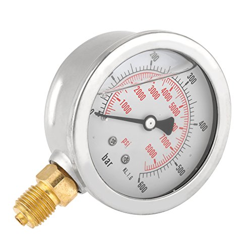Hydraulik Manometer, Wasser Manometer Meter 0~600 bar / 0-8500Psi Manometer Metall 63mm Zifferblatt G1 / 4"Anschluss Manometer von Yanmis