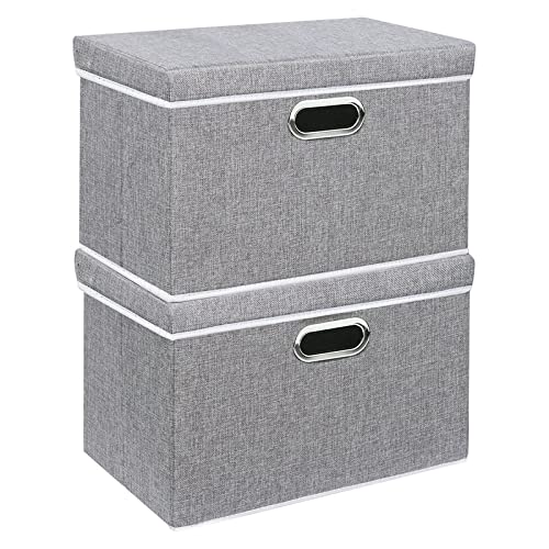 Yawinhe Aufbewahrungsboxen mit Deckel, Faltbare Aufbewahrungsbox, Stoffboxen, Waschbare, für Schlafzimmer, Kleideraufbewahrung, 32x23x20cm, Grau, 2-Pack, SNK023G-2 von Yawinhe