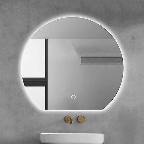 Halbrunder Wand Badezimmerspiegel mit Lichtern, Demister Badezimmerspiegel, Antibeschlag / Dimmbares Licht / Wasserdichtigkeitsklasse IP66 / Upgrade des Langlebigen Silberspiegels ( Color : White Ligh von Yclty