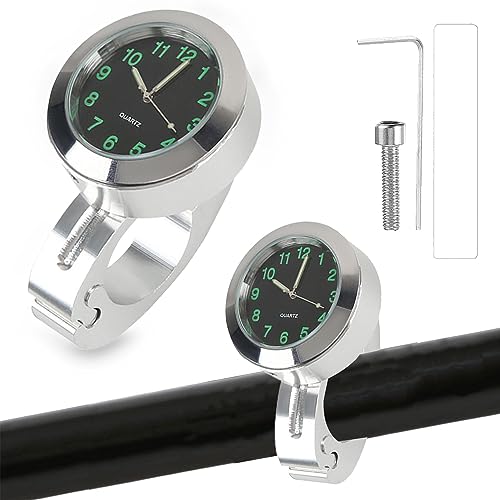 YeahBoom Motorraduhr,Motorrad Fahrrad Uhr,Motorrad Lenkeruhr,Motorrad-Uhren,wasserdichte Uhr,Wasserdicht Leuchtend Motorraduhren,für Lenker, Lenkerhalterung Uhr für Motorräder, Elektrofahrzeuge von YeahBoom