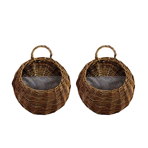 Yeehliny Blumentöpfe aus Rattan, Handgemachte Rattan geflochten Blumentopf zum Aufhängen, Pflanzenkörbe, Korb Geflochten, für Garten, Hochzeit, Hausdekoration, Türdekoration (2er Set-18x23cm/B) von Yeehliny