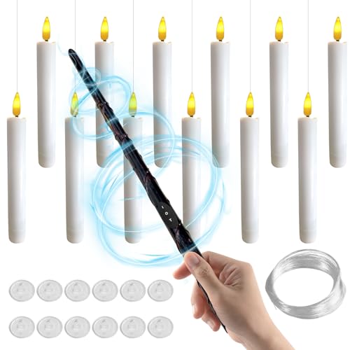 Yeelan 12er Set LED Stabkerzen mit Zauberstab-Fernbedienung,12er Flammenlose LED Kerzen,Batteriebetriebene Weiße Elektrische Stabkerzen, Warmes Licht Stabkerzen Weihnachten für Weihnachten,Hochzeit von Yeelan