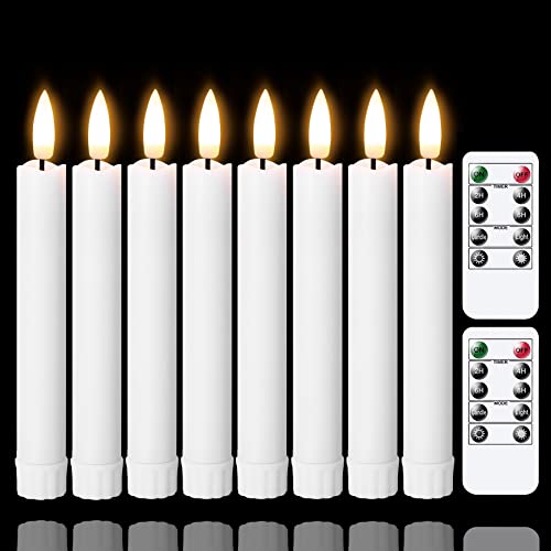 Yeelida 16cm batteriebetriebene LED stabkerzen mit zwei Fernbedienungen,weiße flammenlose flackernde elektrische 8er-Packung LED-Kerzen (2cm Durchmesser, langanhaltend) von Yeelida