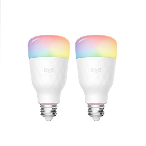 Yeelight Wifi Birne 16 Million Farben E27 8.5W RGB Dimmable 800lm weißes Licht Smart Home App Fernbedienung (2-Pack) von Yeelight