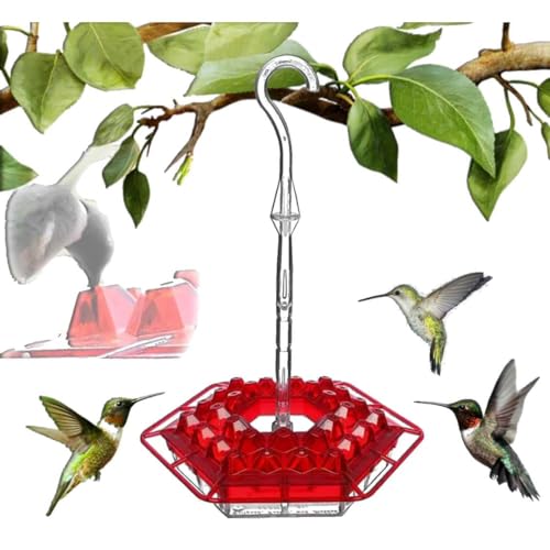 Sherem Sweety Kolibri-Futterspender sechseckiger Kolibri-Futterspender mit 30 Futteröffnungen, zum Aufhängen, auslaufsicher, charmantes Windspiel, Gartendekoration, Geschenke für Naturbegeisterte von Yelschwa