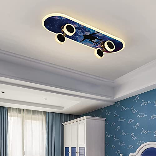 Yesbon Kinderlampe LED Deckenlampe RGB, Moderne Cartoon Skateboard 32W Deckenleuchte LED Deckenleuchte RGB, Acryl Kronleuchter Jungen Mädchen Schlafzimmer Deckenlicht Innenbeleuchtung,D von Yesbon