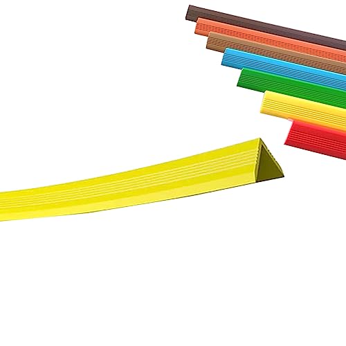 Yesbon Treppen-Kantenprofil, L-förmige rutschfeste PVC-Gummieckentreppe Anti-Rutsch-Streifen, Selbstklebender Treppenkantenschutz, für Treppenstufen im Innen- und Außenbereich,Gelb,2.5X2.5cm von Yesbon