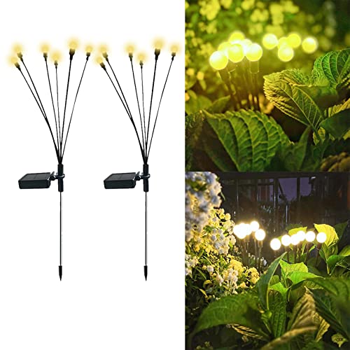 Solar Garten Firefly Lichter, 2PCS Solar Powered Firefly Lichter im Freien wasserdicht, Starburst schwankende Licht und vibrierende Garten Solar Lichter für Garten ,Yard, Pfad, Rasen Dekor (Warmweiß) von Yevheniy