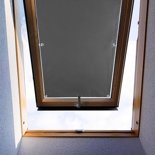 Ygann Dachfenster Rollo Thermo Sonnenschutz Verdunkelungsrollo für Dachfenster UV Schutz mit Saugnäpfe ohne Bohren ohne kleben (Grau,96x140cm) von Ygann