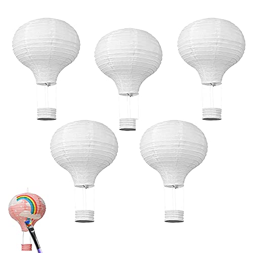 5PCS Heißluftballon Papierlampion, Lampions Deko Ballon, Heißluftballon Deko, ø40cm * 48cm, Papierlaterne Für Hochzeit Feier Geburtstag Party Einschulungsparty Mottoparty Baby-Shower-Party von Yhuasia