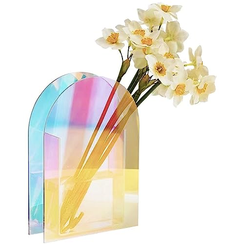 Acryl Buch Vasen, Klare Buchvase, Wohnzimmer Dekoration Vasen, Acryl Bunte Vase, für Blumenarrangement und Dekoration (12 * 0,5 * 18 cm) von Yhuasia