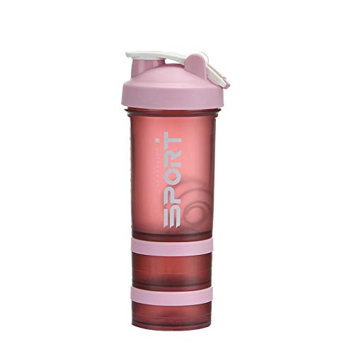 Yissone Protein-Shaker-Flasche, tragbare Shake-Mixer-Flasche Supplement Mixer Cup mit Pulver-Aufbewahrung für Laufen, Radfahren, Fitness von Yissone