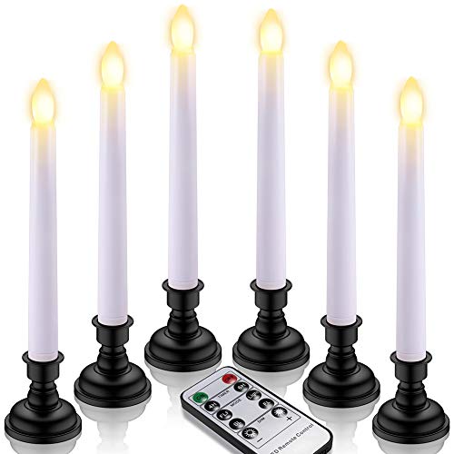 Ymenow LED Stabkerzen mit Fernbedienung, 6 Stück Harry Potter Schwimmende Kerzen LED Kerzen mit Timerfunktion Schwarze Kerzenhalter für Wohnzimmer Halloween Party Deko - Batterie Nicht Enthalten von Ymenow