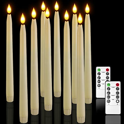 LED Stabkerzen mit Timerfunktion, Ymenow 10 Stück 28cm H Elektrische Taper Kerzen LED Kerzen Flackernde Flamme mit 2 Fernbedienung für Wohnzimmer Zimmer Halloween Weihnachten Hochzeit Party Tisch Deko von Ymenow