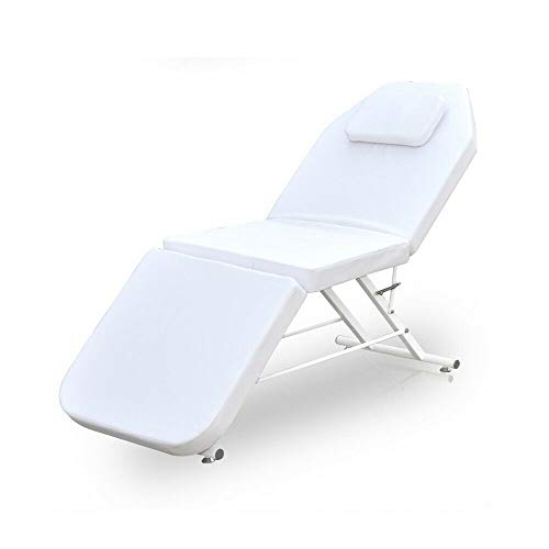 Yolancity Massageliege Klappbar Höhenverstellbar Mobiler Massagetisch Spa-Salon Tattoo-Bett Gesichtsstuhl 3 Zonen Kosmetikliege Massagebett mit Kopfstütze, belastbar bis 250kg, 182 * 60 cm (Weiß) von Yolancity