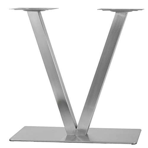 Yolancity 1x Tischgestell Tischbeine Silber Edelstahl Untergestell Gebürstet Schwerlast Tischkufen Tisch-Gestell Modell V-Form/X-Form, Höhe 70cm / 72 cm (V-Form) von Yolancity