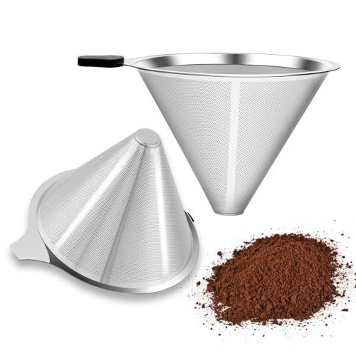 Kaffeefilter Edelstahl, 2 Stück Wiederverwendbarer Kaffeetropfer, Papierloser Kaffeefilter für Nachhaltigkeit - Perfekt für Chemex Hario Bodum & andere Kaffeebereiter von Yolife