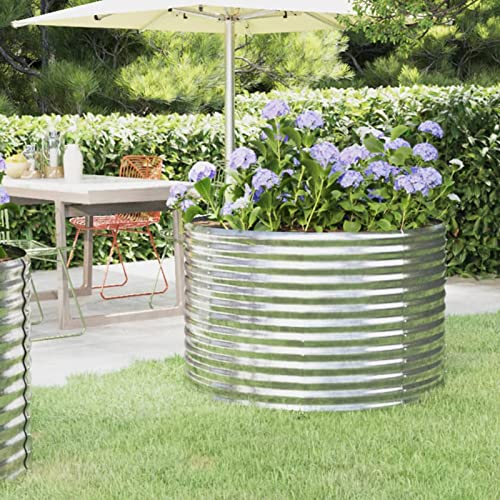 Yolola Hochbeet Runde Metall Hochbeete Für Garten Pflanzkübel Hochbeet Gartenbeet Hochbeet Metall 100 x 100 x 68 cm Silber Pflanzbeet Blumenkasten Hochbeet Balkon Für Garten Balkon von Yolola