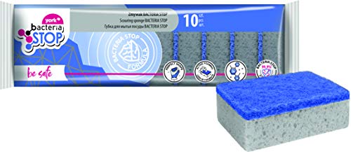 York Bacteria Stop Bacteria Stop Geschirrspülschwamm Antibakteriell lässt Keine Bakterien wachsen Cleaner für die Küche. Spülschwamm Blau Grau. 10 Stück Cleaning Sponge, 34010, Klein von York Bacteria Stop