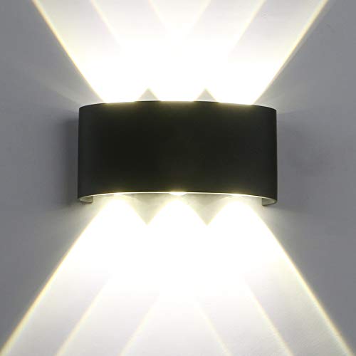 Yosoan LED-Wandleuchte Up&Down Wandleuchte Außenwandleuchte inkl. 6x 1W Natürliches Weiß Lichtstrahl Leuchtmittel Außenleuchte Außenlampe Wandlampe für Innen und Außen (6 * 1W 4000K) von Yosoan