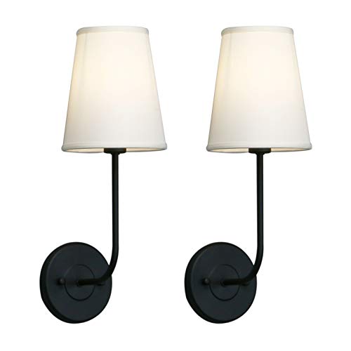 Yosoan Wandlampe Beige Trichter Stoffschirme Wandleuchte Einfache Moderne Mode Kreative Wandleuchte mit Stoffschirme (2 Stücke Schwarz Farbe) von Yosoan