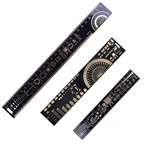 Youmile 3PACK / 1Set PCB Lineal 25 cm / 20 cm / 15 cm 3 Größen 3 Typen Multifunktionale PCB Lineal Messwerkzeug Widerstandskondensator Chip IC DIY Kit für Arduino Engineers/Makers von Youmile