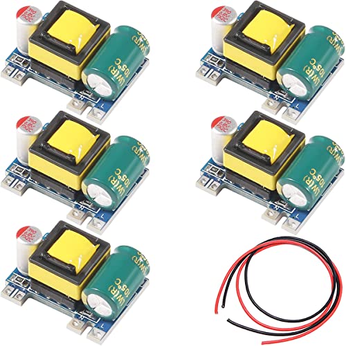 Youmile 5 Stück AC-DC 5V 700mA 3,5W Abwärtsmodul Isoliertes Schaltnetzteil Abwärtsregler 220V auf 5V Konverter mit rotem und schwarzem Kabel von Youmile