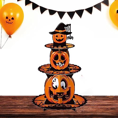 Cupcake-Ständer | Halloween-Kürbis-Cupcake-Ständer mit 3 Etagen,Partydekorationen, Dessertturm, Feiern, Bäckerei-Fensterauslagen Youngwier von Youngwier