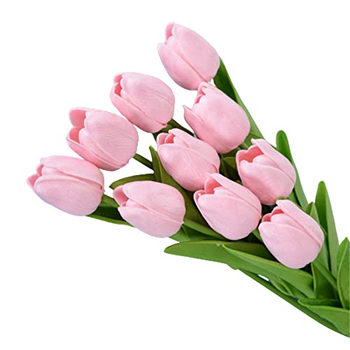 Youning 20 Stück Künstliche Blumen PU Tulpen Künstlich Kunstblume Blumensträuße Gefälschte Tulpe für Home Hotel Room Hochzeitsstrauß Party Blumengesteck (Bonbonrosa) von Youning