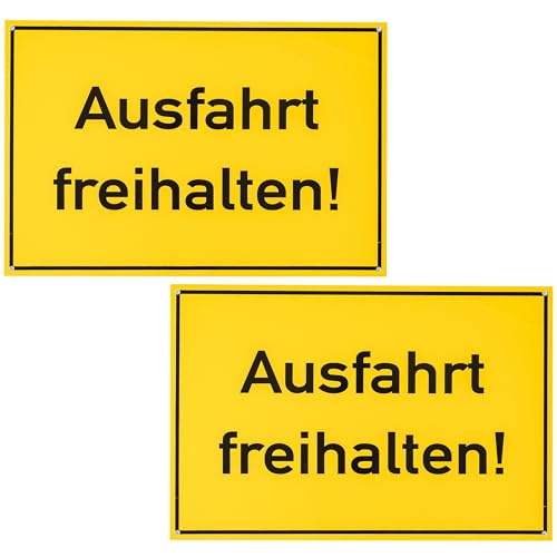 Hinweisschild "Ausfahrt freihalten!", 2 Stück, 30 x 20 cm, 1 mm starkes PVC Schild mit Bohrlöchern, Ausfahrt Parkverbot Schild für Innen- und Außenbereich, Ausfahrt Schilder Privatgrundstück Kit von Your Day Mate