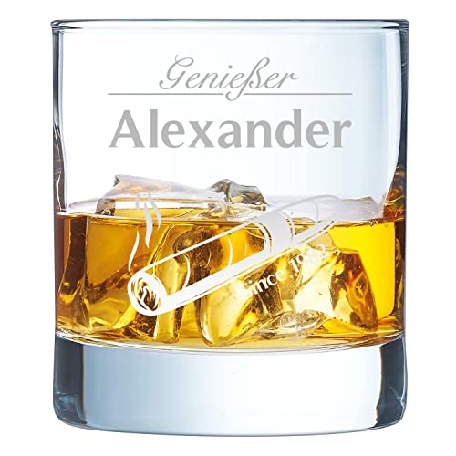 Your Gravur - Whiskey Glas mit Gravur - Genießer - personalisiertes Whiskyglas mit 30cl - personalisierte Geschenke für Männer, Väter & Motorradfahrer - tolles personalisiertes Whiskey Glas von Your Gravur