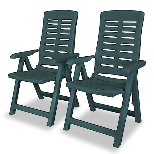 Youuihom Stühle für den Rasen Garten-Freizeitstuhl Lounge-Stuhl Verstellbare Gartenstühle 2 STK. Kunststoff Grün Geeignet für Rasen, Strand, Swimmingpool, Garten, Rasenflächen von Youuihom